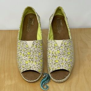 TOMS Limeade Bobcat Open-toe Alpargata Shoes Sz 9